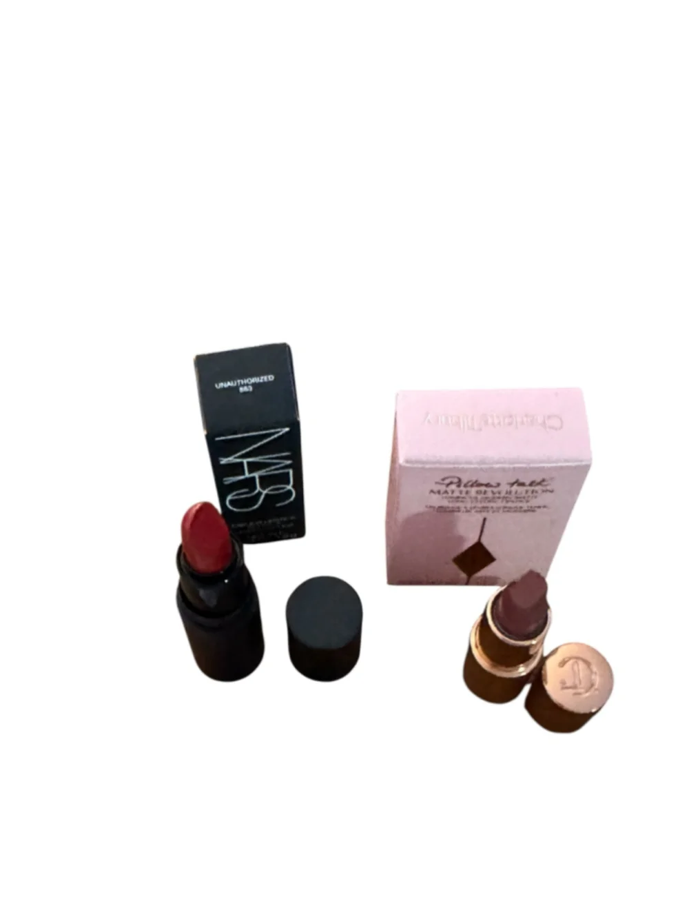 Mini NARS & Charlotte Tilbury Lipstick Set, true red and warm berry pink matte